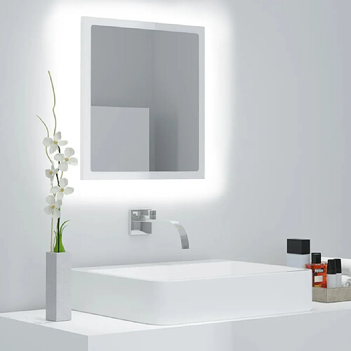 vidaXL Miroir à LED de bain Blanc brillant 40x8,5x37 cm Acrylique