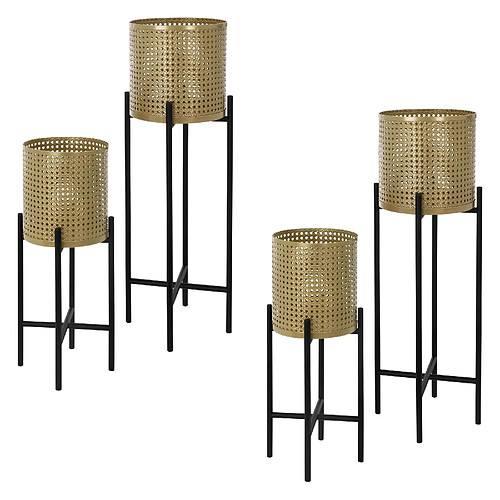 ML-Design Supports à fleurs set de 4 en acier Pot de fleurs Support de plantes Colonne de