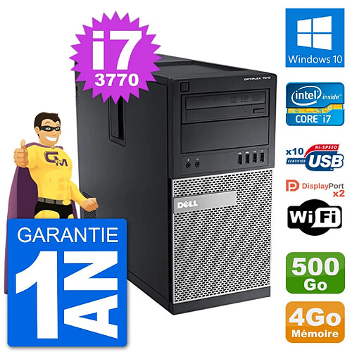 PC Tour Dell 7010 Intel Core i7-3770 RAM 4Go Disque Dur 500Go Windows 10 Wifi · Occasion