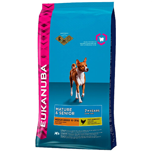 EUKANUBA Croquettes au poulet - Race moyenne - Pour chien mature senior - 15kg