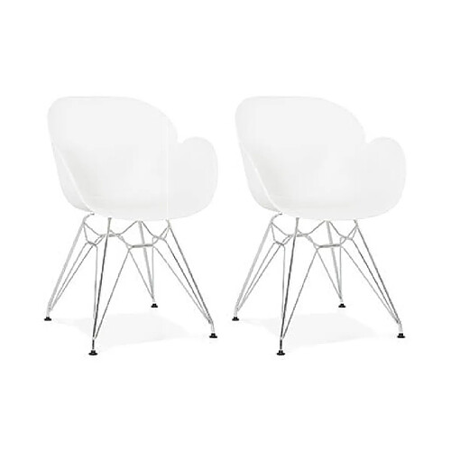 Mes Lot de 2 fauteuils design blanc piétement métal - UMILA