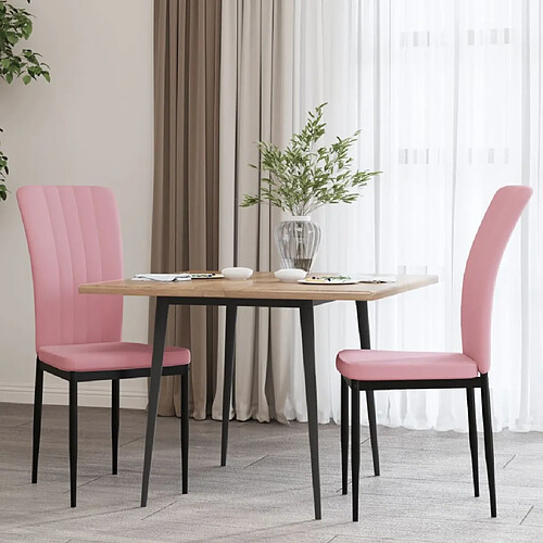 vidaXL Chaises à manger lot de 2 Rose Velours