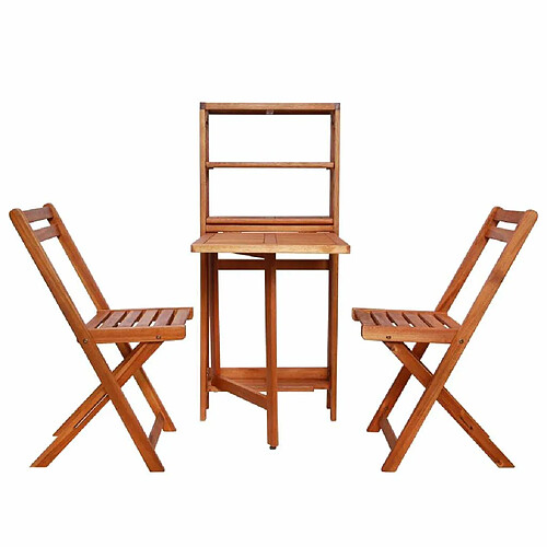 Maison Chic Mobilier de table de bistro pliable et chaises de jardin 3 pcs Bois d'acacia solide -GKD185837