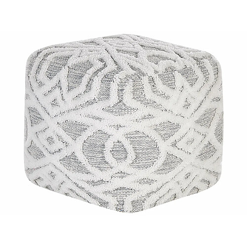 Beliani Pouf en coton blanc et gris 40 x 40 cm BHILWARA