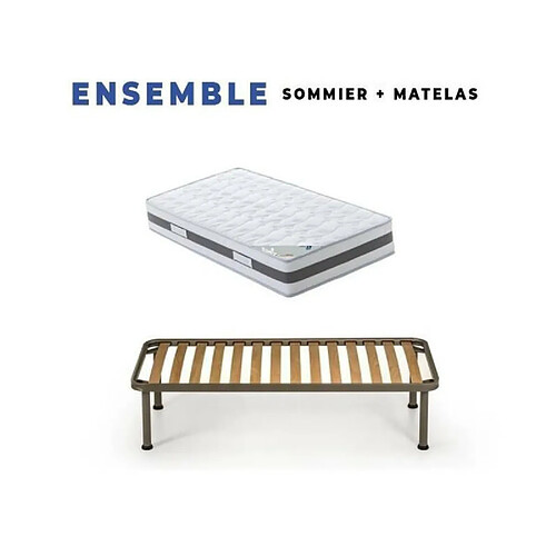 King Of Dreams Matelas 80x200 + Sommier Démonté + pieds + Protège Matelas + Oreiller Mémoire Offerts Mousse Mémoire de Forme Epaisseur 23 cm F