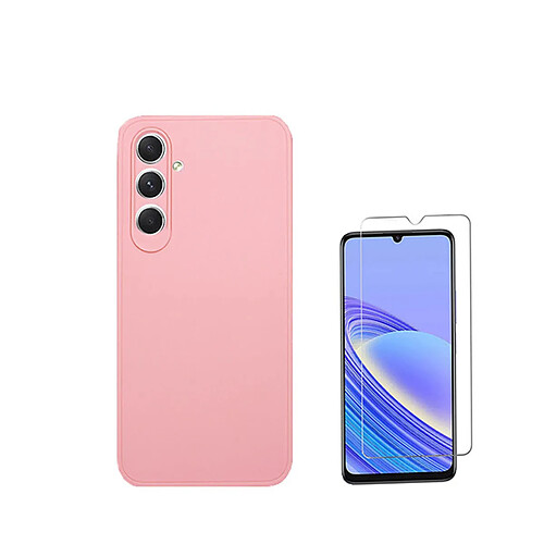 Kit de film en verre trempé de la couverture de 5D + couvercle de silicone liquide Phonecare pour Samsung Galaxy A15 5G - rose