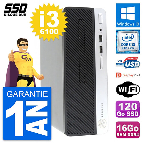 PC HP ProDesk 400 G4 SFF Intel Core i3-6100 RAM 16Go SSD 120Go Windows 10 Wifi · Occasion