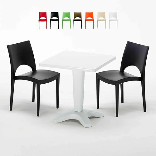 Grand Soleil Table et 2 chaises colorées polypropylen