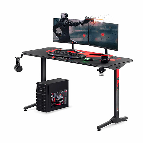 Diablo X-Mate 1400 Bureau de Gaming PC Gamer Ergonomique Carbone Crochet pour écouteurs Porte-Gobelet (140 x 76 x 66 cm)