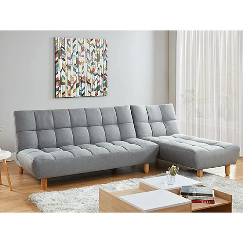 Vente-Unique Canapé modulable convertible en tissu gris ESTEBAN