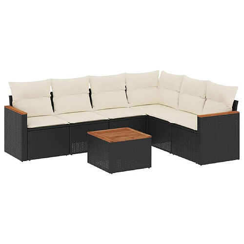 Maison Chic Ensemble Tables et chaises d'extérieur 7pcs avec coussins,Salon de jardin noir résine tressée -GKD343846