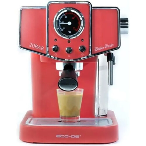 Eco-De Delice Machine Expresso 1050W 240V 1.5L Acier Inoxydable Réutilisable Mousseur à Lait Réservoir Amovible Thermique Rosso