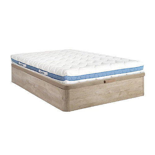 Vente-Unique Ensemble 160 x 200 cm sommier coffre naturel clair + matelas mousse mémoire de forme ép.20cm - AIRMEMORY de DREAMEA