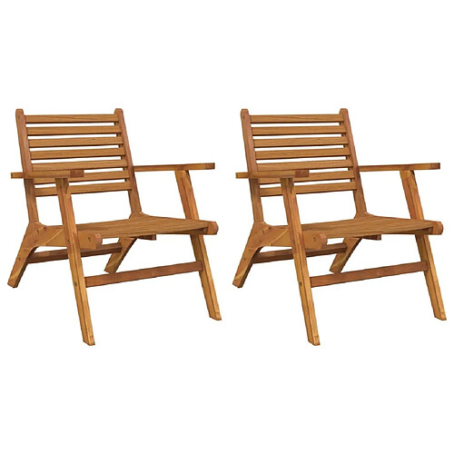 Maison Chic Lot de 2 Chaises de jardin,Fauteuil d'extérieur Bois d'acacia solide -MN19512