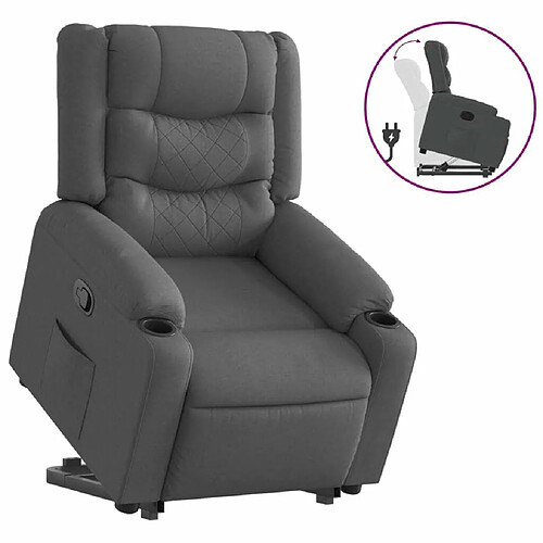 Maison Chic Fauteuil Relax pour salon, Fauteuil inclinable Gris foncé Tissu -GKD89390