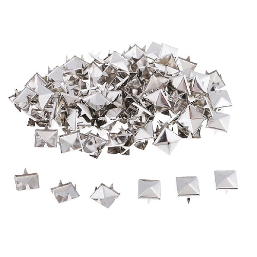 100 pcs mode suqare pyramide goujons clou pour le cuir artisanat argent