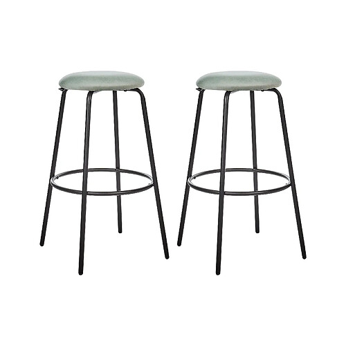 Beliani Tabouret de bar Set de 2 Velours Vert menthe MORTON