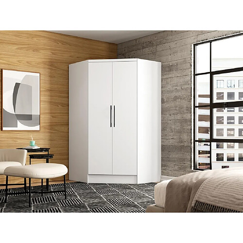 Vente-Unique Armoire d'angle 2 portes - L101 cm - Blanc - AURALI