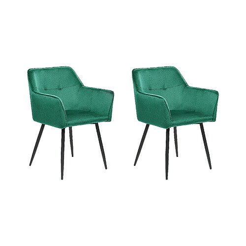 Beliani Chaise de salle à manger Set de 2 Velours Vert émeraude JASMIN