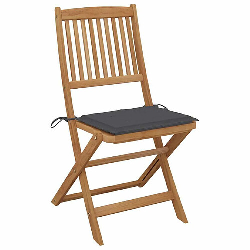 Maison Chic Lot de 4 Chaises pliables de jardin avec coussins - Fauteuil d'extérieur Bois d'acacia -MN25646