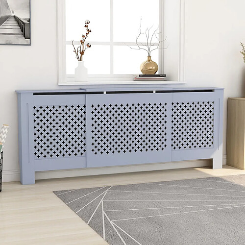 vidaXL Cache-radiateur MDF Gris 205 cm