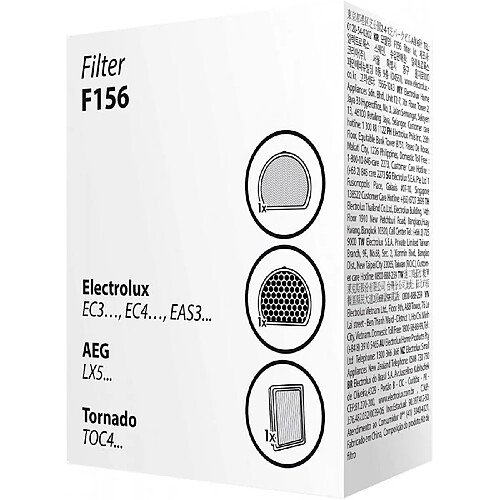 Kit de filtration f156 pour aspirateur sans sacs aeg, electrolux, tornado.