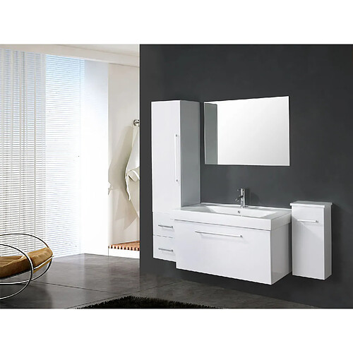 Simba MEUBLE SALLE DE BAIN BLANC VASQUE, LAVABO, 2 Colonnes, Mod. White London 100 cm