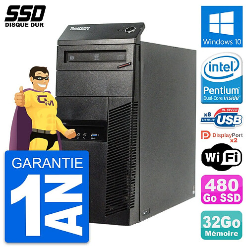 PC Tour Lenovo ThinkCentre M83 Intel G3220 RAM 32Go SSD 480Go Windows 10 Wifi · Occasion