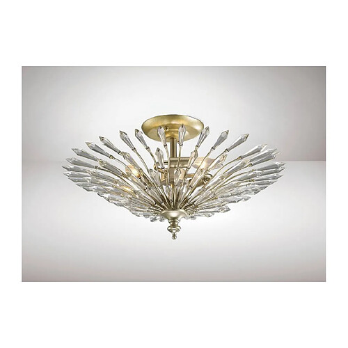 Luminaire Center Semi Plafonnier Fay 3 Ampoules E14 Aged doré/argent/cristal