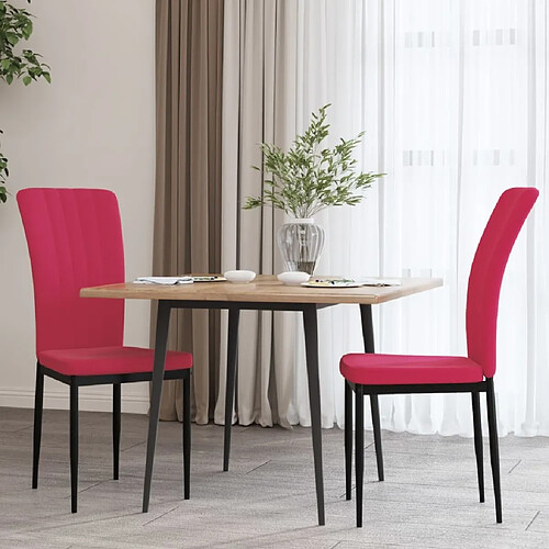 Maison Chic Lot de 2 Chaises à manger,Chaise pour cuisine,Solide Structure Rouge bordeaux Velours -MN80477