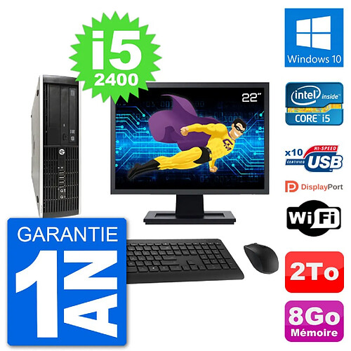 PC HP Compaq Pro 6300 SFF Ecran 22" i5-2400 RAM 8Go Disque 2To Windows 10 Wifi · Occasion