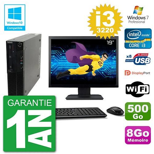 PC Lenovo M82 SFF Ecran 19" i3-3220 RAM 8Go Disque 500Go Graveur DVD Wifi W7 · Occasion