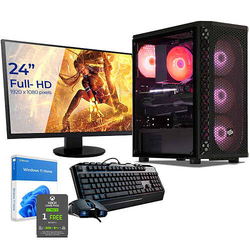 Sedatech Pack PC Gamer • AMD Ryzen 7 5700X • RTX4070 Super • 32Go RAM • 2To SSD M.2 • Windows 11 • Moniteur 24"