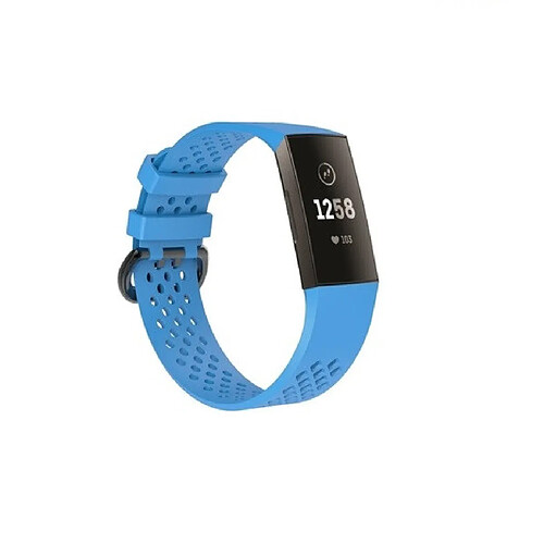 Shot Bracelet Sport pour FITBIT Charge 4 Taille S 95-103mm Petit Poignet Silicone (BLEU)