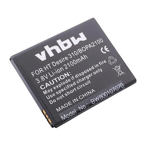 vhbw Batterie remplacement pour HTC 35H00211-00M-V, B0PA2100 pour téléphone portable (2100mAh, 3,8V, Li-ion)