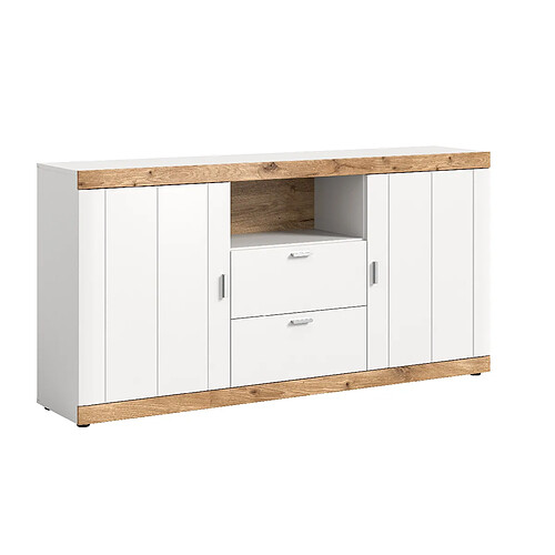 Bestmobilier Coventry - buffet bas - blanc et bois - 180 cm