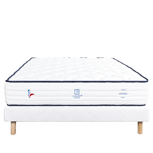 LUXURY LITERIE Ensemble matelas Patriote 140x190 cm + sommier blanc ep 13cm