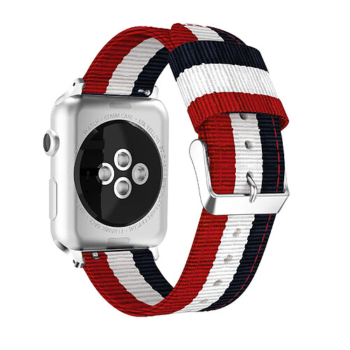 Shot Bracelet Nylon 42/44mm pour IWATCH Serie 5 APPLE Confortable Sport Tissu (BLEU/BLANC/ROUGE)