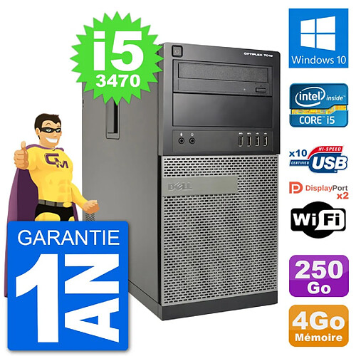 PC Tour Dell 7010 Intel Core i5-3470 RAM 4Go Disque Dur 250Go Windows 10 Wifi · Occasion