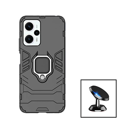 PHONECARE Kit Support Magnétique de Voiture + Coque 3X1 Military Defender pour Xiaomi Poco F5 - Noir