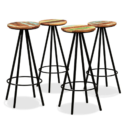 vidaXL Tabourets de bar lot de 4 bois massif de récupération