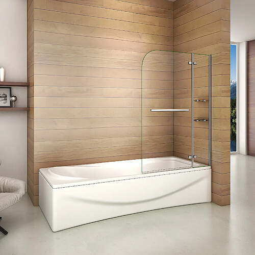 Pare baignoire 120x140cm pivotant à 90°avec 2 étages en verre securit