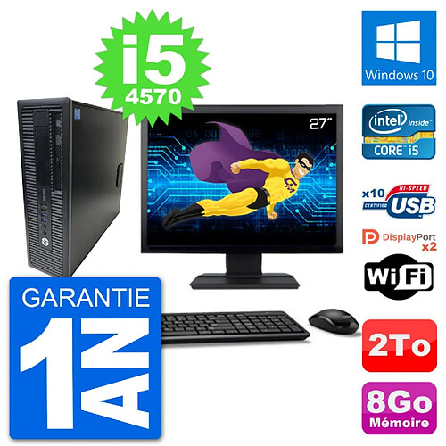 PC HP EliteDesk 800 G1 Ecran 27" Core i5-4570 RAM 8Go Disque 2To Windows 10 Wifi · Occasion