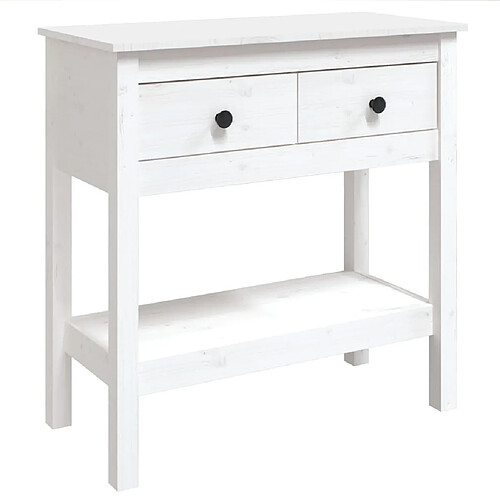 Maison Chic Table console | Meuble d'entrée | Table d'appoint Blanc 75x35x75 cm Bois massif de pin -GKD23400