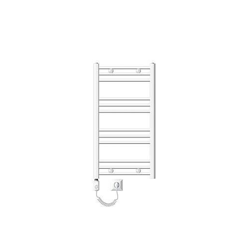 LuxeBath Radiateur électrique pour salle de bains Sahara 500x800 mm blanc raccord latéral courbé & thermoplongeur 600W