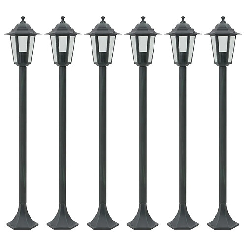 vidaXL Lampe de jardin à piquet 6 pcs E27 110 cm Aluminium Vert foncé