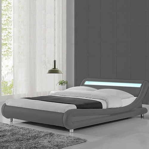 Meubler Design Lit Led Design Julio - Gris - 160x200