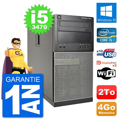 PC Tour Dell 7010 Intel Core i5-3470 RAM 4Go Disque Dur 2To Windows 10 Wifi · Occasion