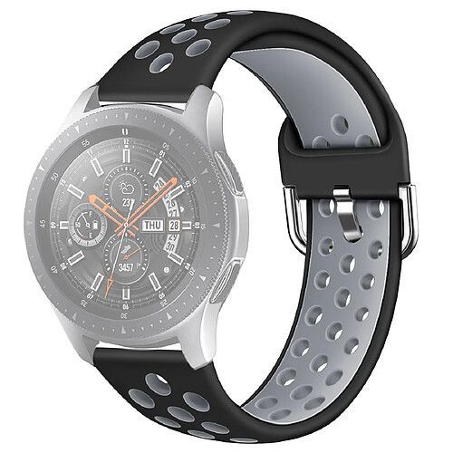 Wewoo Bracelet pour montre connectée Galaxy Watch 46 / S3 / Huawei GT 1/2 22mm de en silicone bicolore bicoloreTaille L Noir Gris