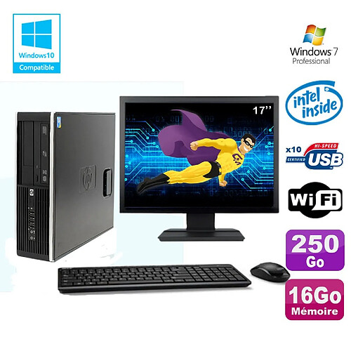 Lot PC HP Elite 8100 SFF G6950 2,8 GHz 16Go 250Go Wifi Graveur W7 Pro Ecran 17" · Occasion